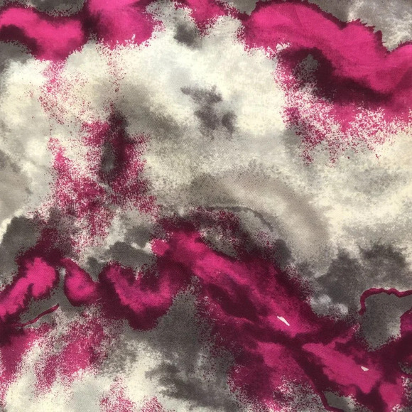 Vintage Abstract Print Scarf Rolled Edges Magenta Pink Gray Black Sz OS - Picture 2 of 6